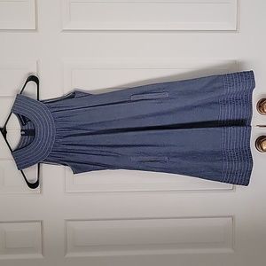 Boston Proper women's sleeveless denim chambray midi dress sz 2